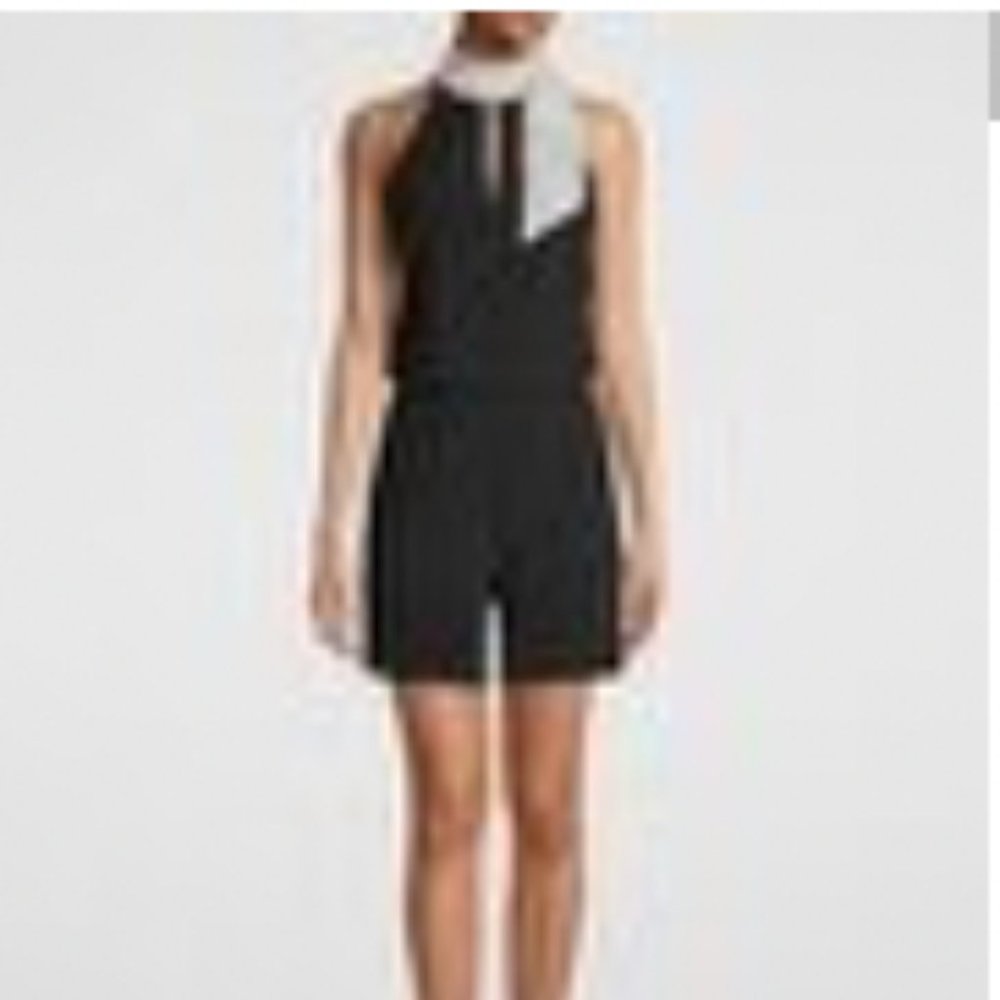 Petite Halter-Neck Romper with Bow - White House Black Market